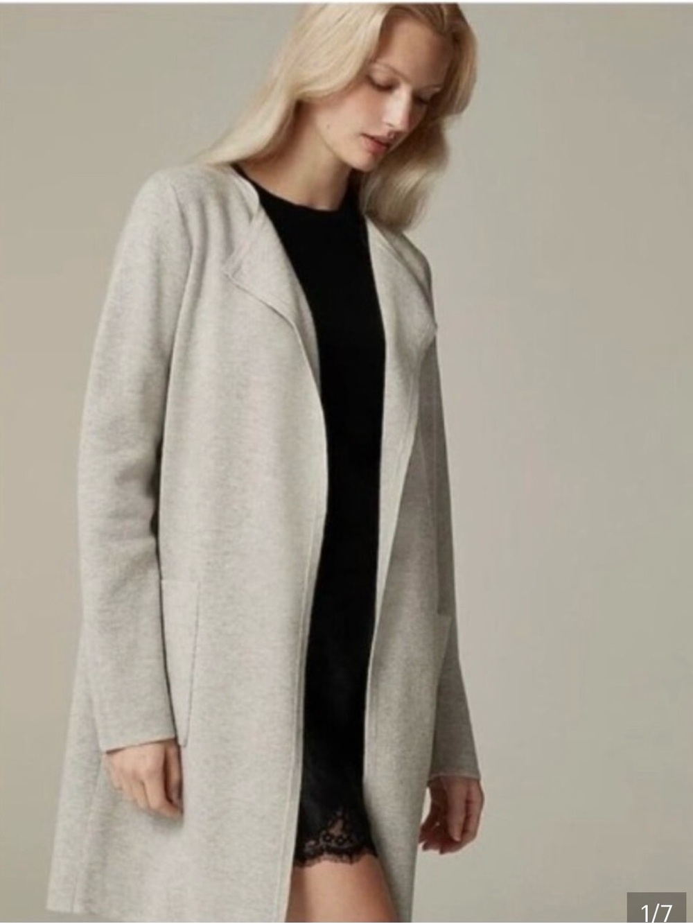J. Crew Juliette Collarless Sweater-Blazer Heather Dove (light gray) Size S